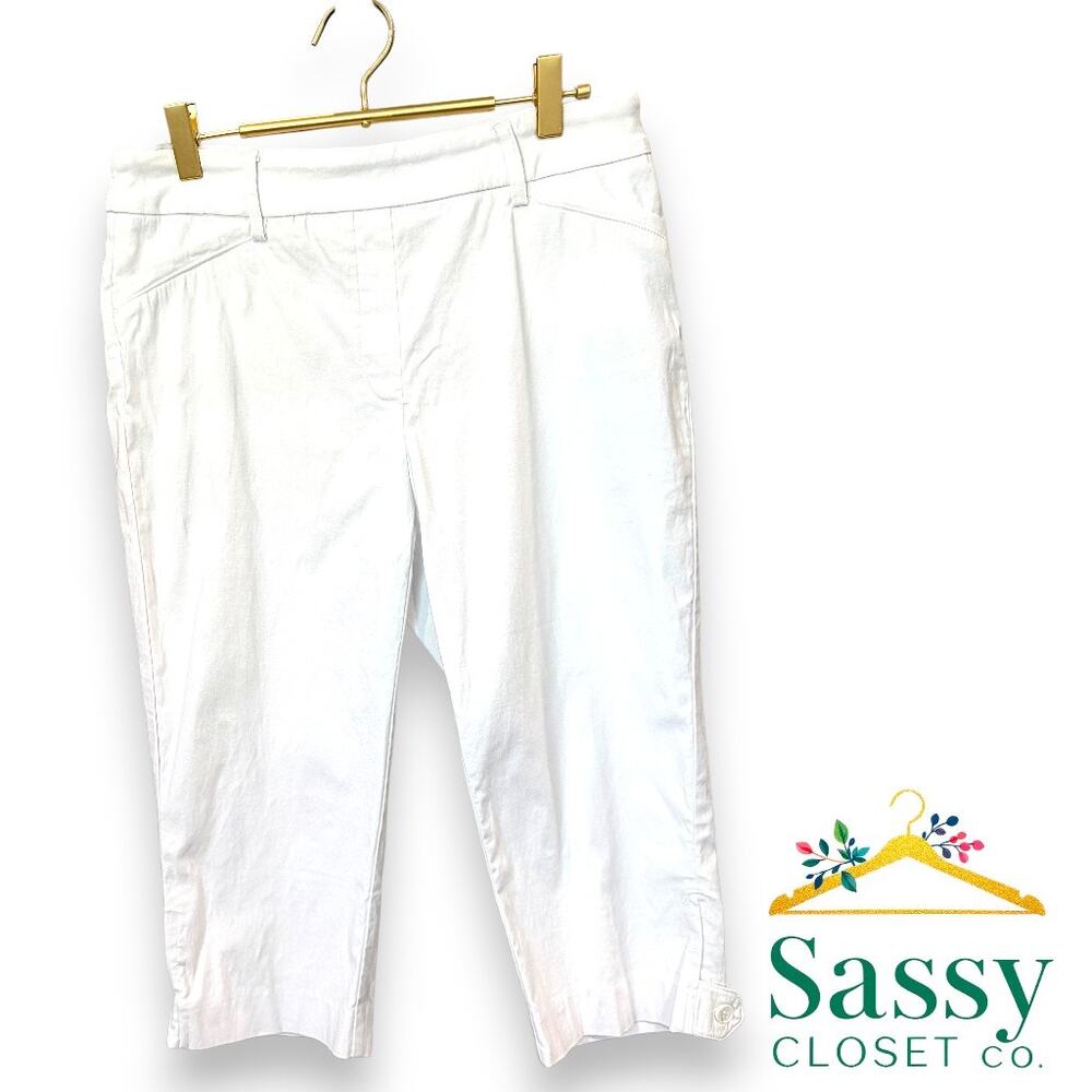 ✨ TRIBAL Audrey Flatten It Capri Pants 10 White Century Stretch Smoothing NWOT✨